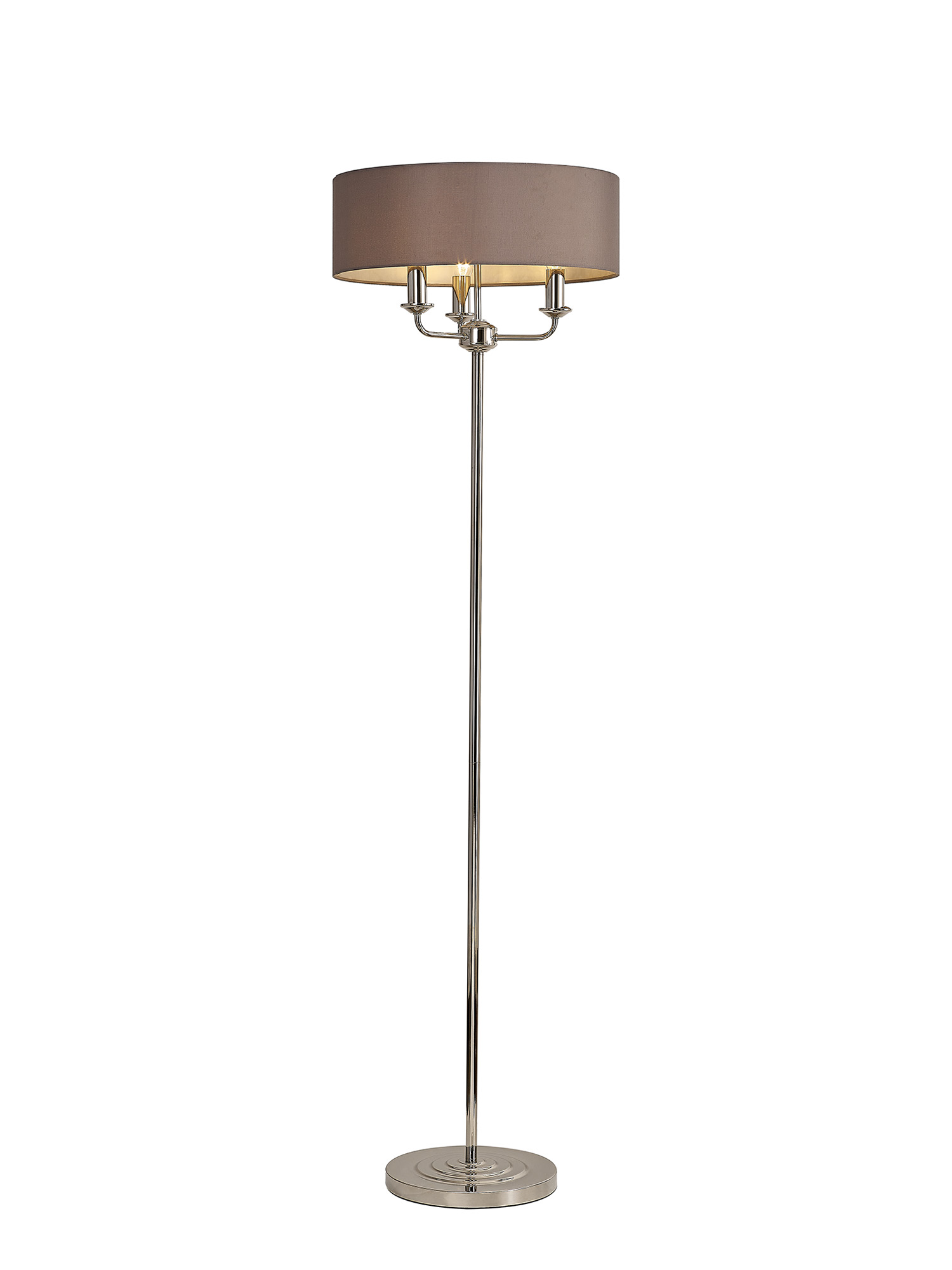 DK0882  Banyan 45cm 3 Light Floor Lamp Polished Nickel, Grey